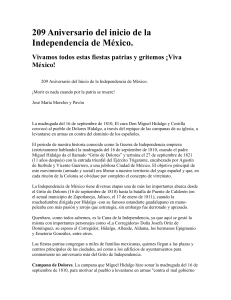 209 Aniversario del inicio de la Independencia de México