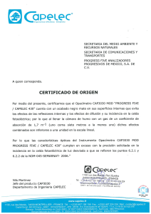 CAPELEC-PROGRESS FIVE 430 CERTIFICADO DE ORIGEN