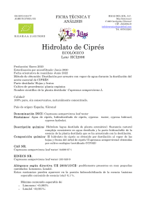 HIDROLATO DE CIPRÉS FT LOTE HCI2006  