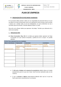 PLAN DE EMPRESA 8. ORGANIZACIÓN DE RECURSOS HUMANOS