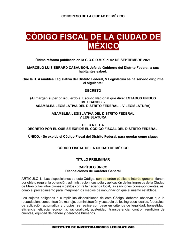 Código Fiscal de la Ciudad de México