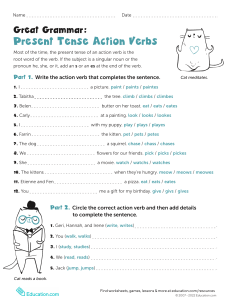 Great Grammar Present Tense Action