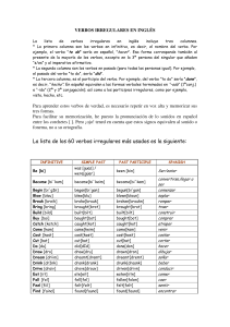 lista de verbos irregulares