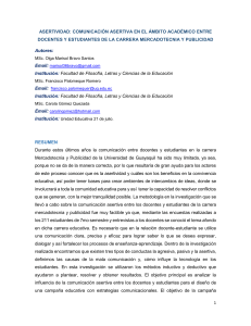 ASERTIVIDAD: COMUNICACIÓN ASERTIVA EN EL ÁMBITO ACADÉMICO ENTRE DOCENTES Y ESTUDIANTES DE LA CARRERA MERCADOTECNIA Y PUBLICIDAD