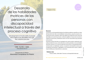 lectura complementaria Desarrollo  habilidades motrices personas discapacidad intelectual proceso cognitivo 2017