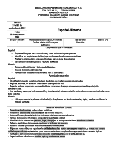 Plan español historia 1 semana septiembre