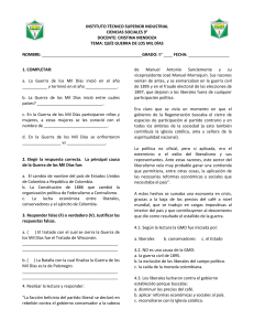Quiz Guerra de los Mil D&iacute;as - Ciencias Sociales 9&deg;