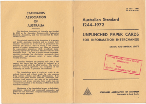 Australian Standard 1244-1972 Unpunched Paper Cards