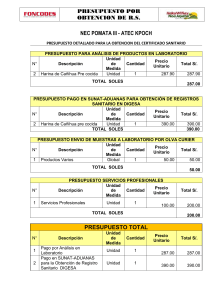 PRESUPUESTO DE REGISTRO SANITARIO