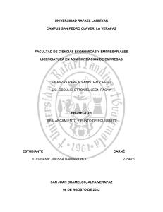 Proyecto No. 1 - Finanzas para Administradores II - Stephanie J Damián C, 2354819