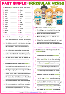 Past Simple Irregular Verbs Worksheet