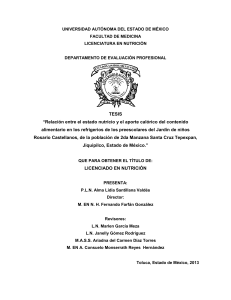 Aporte calorico del contenido alimentario en los refrigerios de los preescolaresdel jardin de niños de rosario