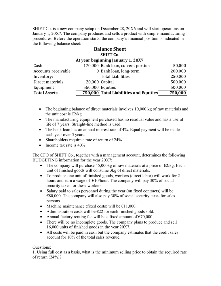 UC3M Cost Accounting Exercise for midterm 1
