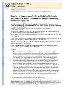 Meals in our Household: reliability and initial validation of a questionnaire to assess child mealtime behaviors and family mealtime environments