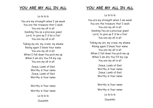 YOU ARE MY ALL IN ALL