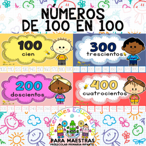 Fichas de números de 100 en 100 por Materiales Educativos Maestras