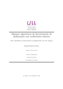 Algunos algoritmos de factorizacion de polinomios con coeficientes enteros