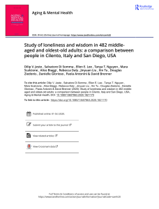 Study of loneliness and wisdom in 482 middle-aged and oldest-old adults