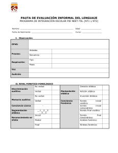 Pauta Fonoaudiológica informal Educación Parvularia