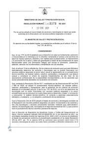 Resolucion 2273 de 2021 exclusiones del sistema de salud en 2022