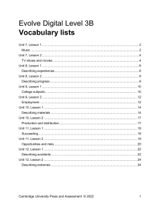 Evolve Digital Level 3B Vocabulary lists