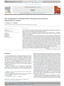 1. The management of retroperitoneal haematoma discovered at laparotomy for trauma (1)
