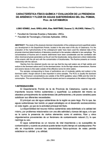Característica físico-química y evaluación de la presencia de arsénico y flúor en aguas subterráneas del Distrito de Pomán, Prov. de Catamarca