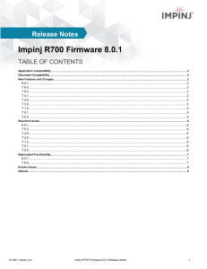 Impinj R700 Firmware Release Notes v8.0.0