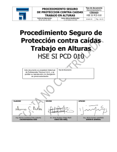 Procedimiento Seguro de Protección contra caídas Trabajo en Alturas HSE SI PCD 010