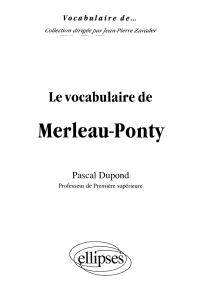 Le vocabulaire de merleau ponty by Pascal Dupond 