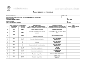 TABLA DE EVIDENCIAS  2020