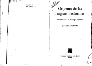 TAGLIAVINI, Carlo. Orígenes de las lenguas neolatinas.