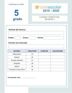 Examen Trimestral Quinto grado Bloque II 2019-2020