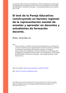 Rossi, Graciela Lis (2018). El test de la Pareja Educativa construyendo un baremo regional de la representación mental de enseñar y ap (...)