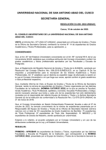 RESOLUCION CU-250-2022-UNSAAC NOMINA CATORCE