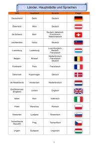 Deutsch L&auml;nder Hauptst&auml;dte Sprachen Arbeitsblatt