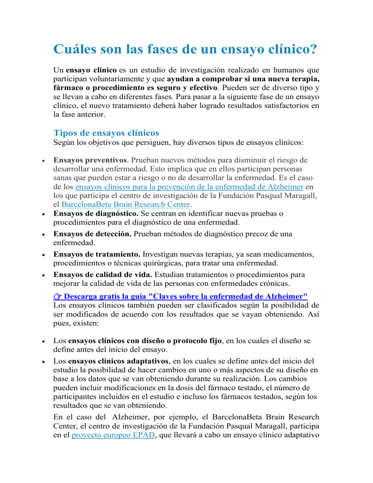 Cuáles Son Las Fases De Un Ensayo Clínico 1978