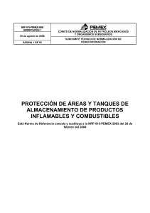 PROTECCIÓN DE ÁREAS Y TANQUES DE ALMACENAMIENTO DE PRODUCTOS INFLAMABLES Y COMBUSTIBLES