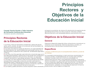 Principios rectores y objetivos de la Educación Inicial