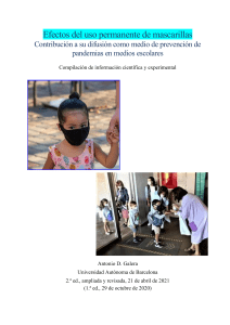 Efectos del uso permanente de mascarillas. Contribución a su difusión como medio de prevención de pandemias en medios escolares