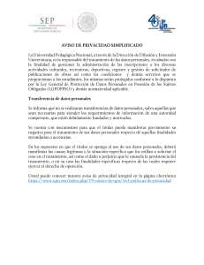 Aviso de Privacidad Simplificado DIFUSIN CULTURAL