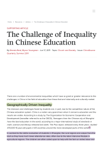 Challenge of Education Inequality in China