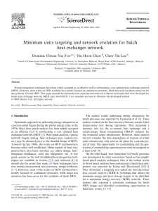 Minimum units targeting and network evolution for batch heat exchanger network