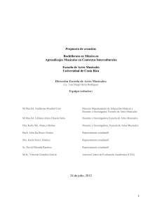 Propuesta Bachiller Música: Contextos Interculturales, Costa Rica