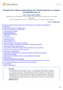 MORELL ALDANA, L.C. “Revisión de la última jurisprudencia del Tribunal Supremo en materia de seguridad vial”