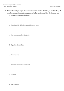 ACTIVIDAD SINTAGMAS Y CATEGORÍAS GRAMATICALES