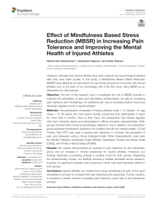 Effect of Mindfulness Based Stress Reduction (MBSR) in Increasing Pain Tolerance and Improving the Mental Health of Injured Athletes