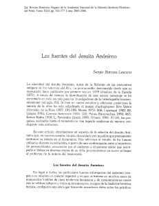 Sergio Barraza Lescano - Las fuentes del Jesuita Anónimo