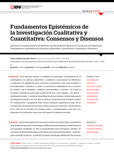 L1 = Fundamentos epistémicos de la investigación cualitativa y cuantitativa Consensos y disensos