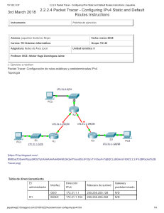 2.2.2.4 Packet Tracer - Configuring IPv4 Static and Default Routes Instructions   Jaqueline
